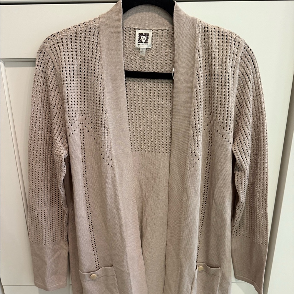 Anne Klein Taupe Open-Front Cardigan NWOT